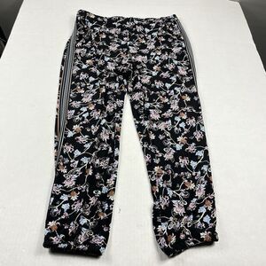 WHBM Floral Jogger Pants Black Multicolor Stretch Elastic Waist Loungewear S
